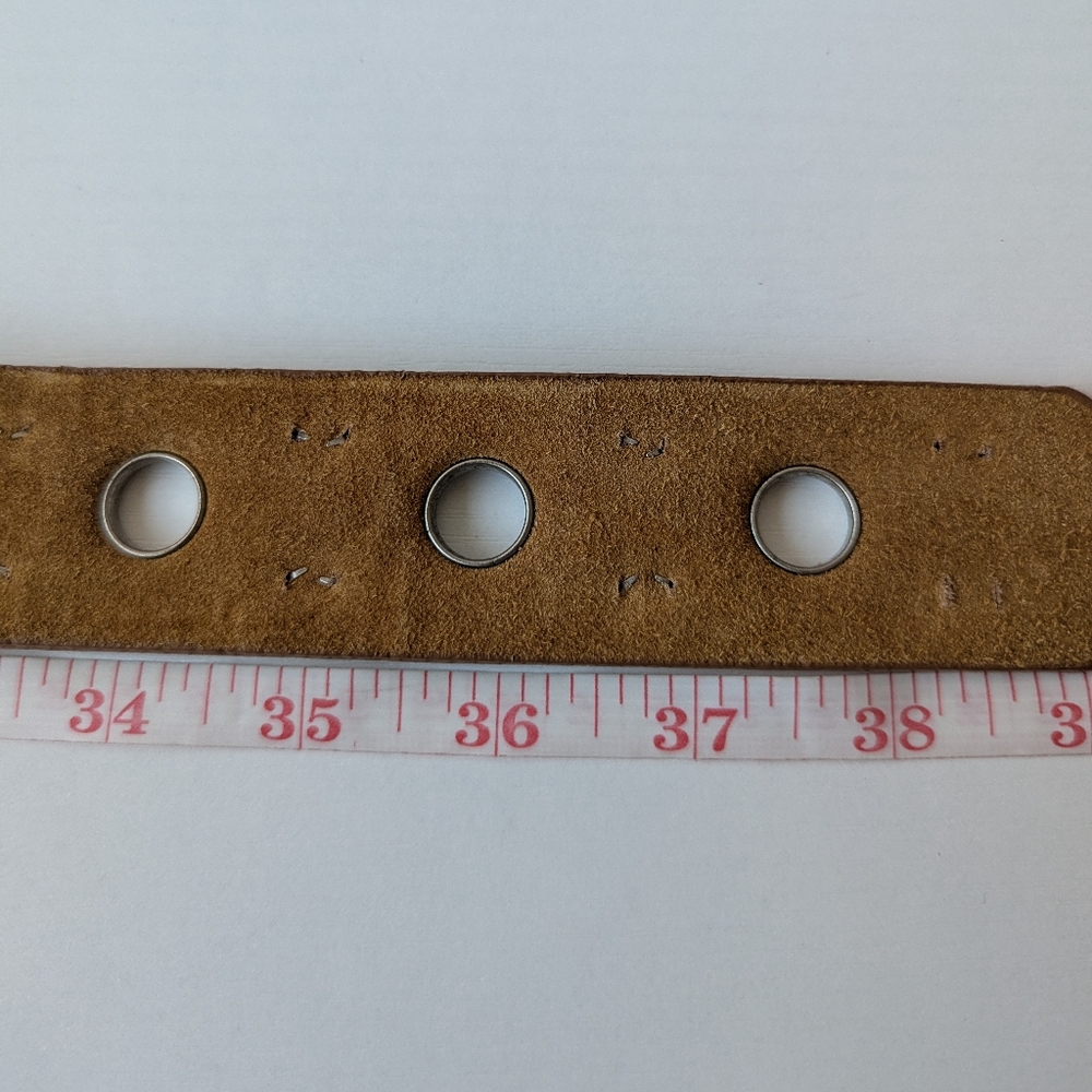 Tan and Silver Star Studs Bohemian Leather Women's Belt - Picture 8 of 10